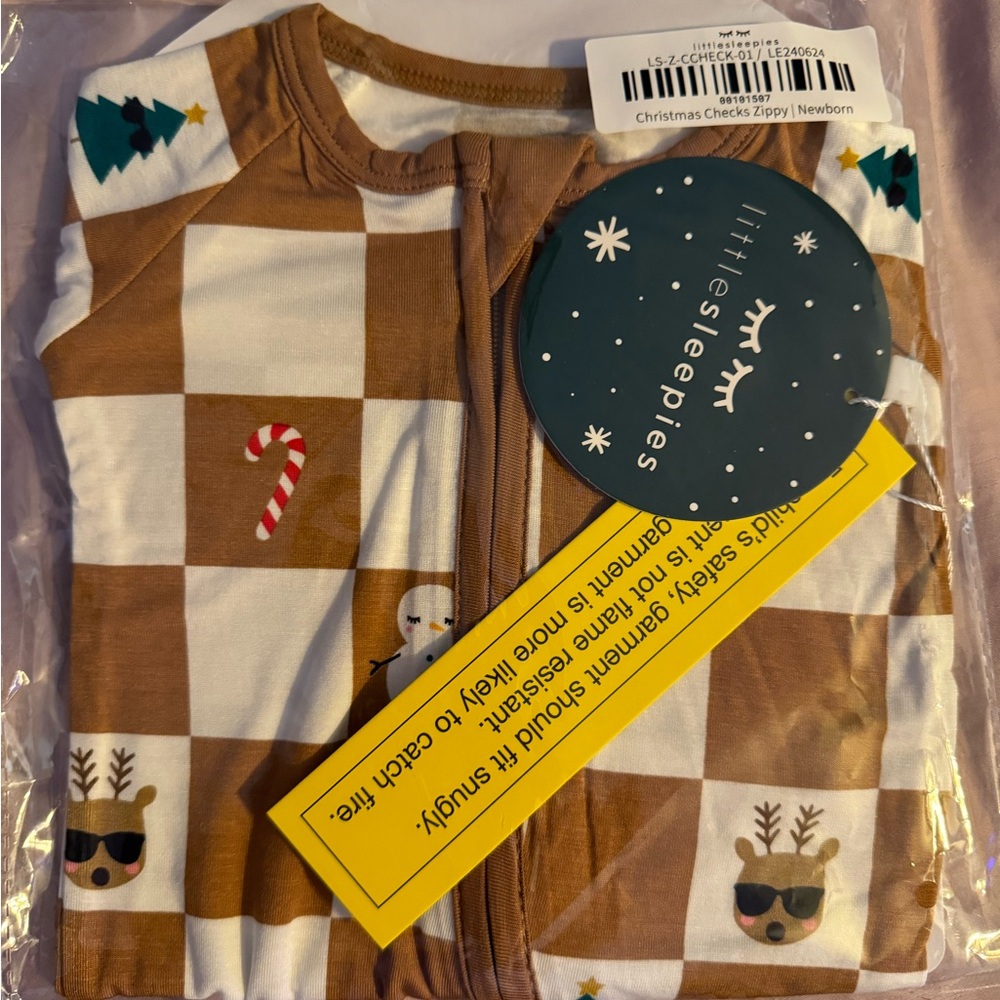 Little Sleepies Christmas Holiday Checks Zippy - Newborn